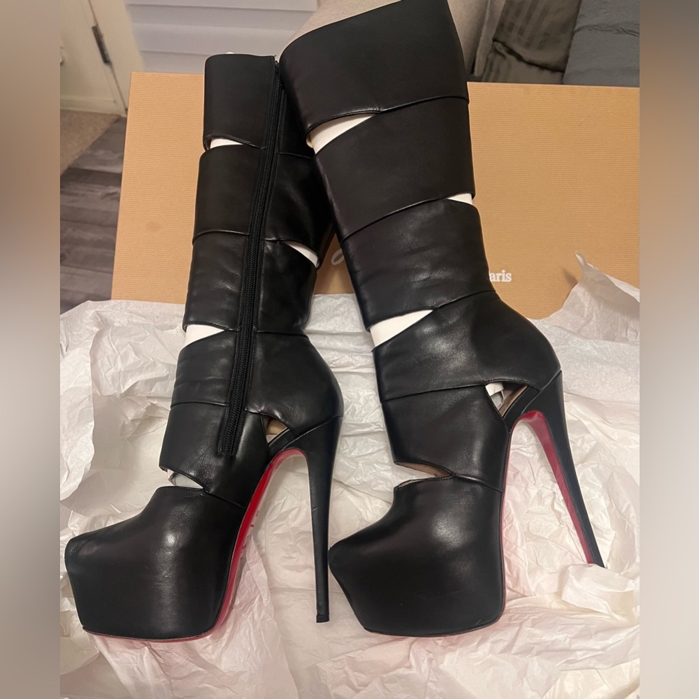 💯 Authentic Christian Louboutin “Bandita” Black Leather Boots 160mm Size 36.5!! - Picture 15 of 15